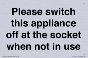 Please switch this appliance off at the socket when not in use